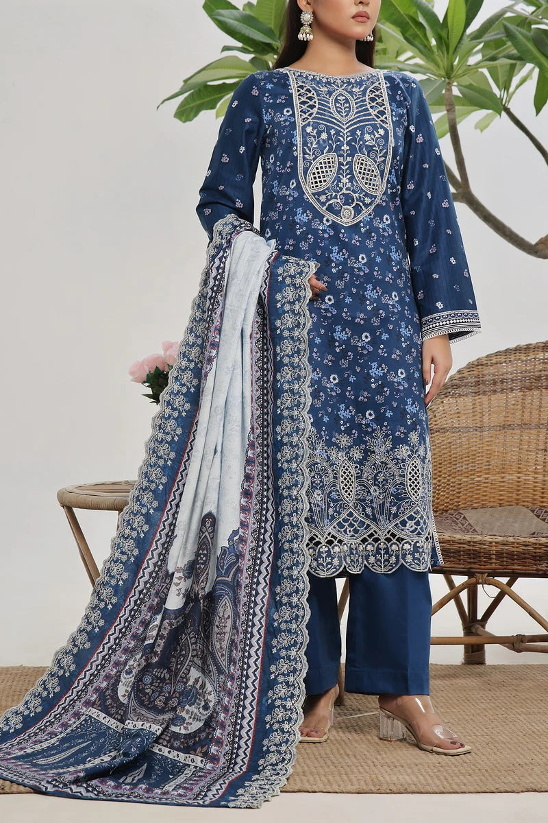 Elegant Navy Blue Floral Cottel