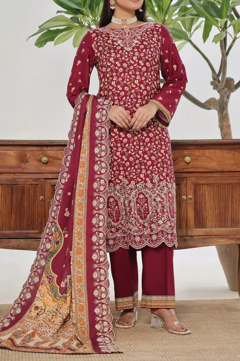 Elegant  Floral Embroidered  Suit