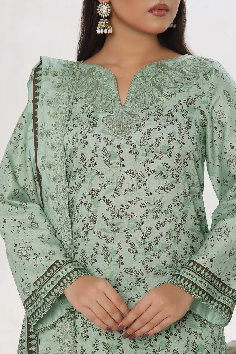 Mint Green Embroidered  Suit with Embroidered Dupatta