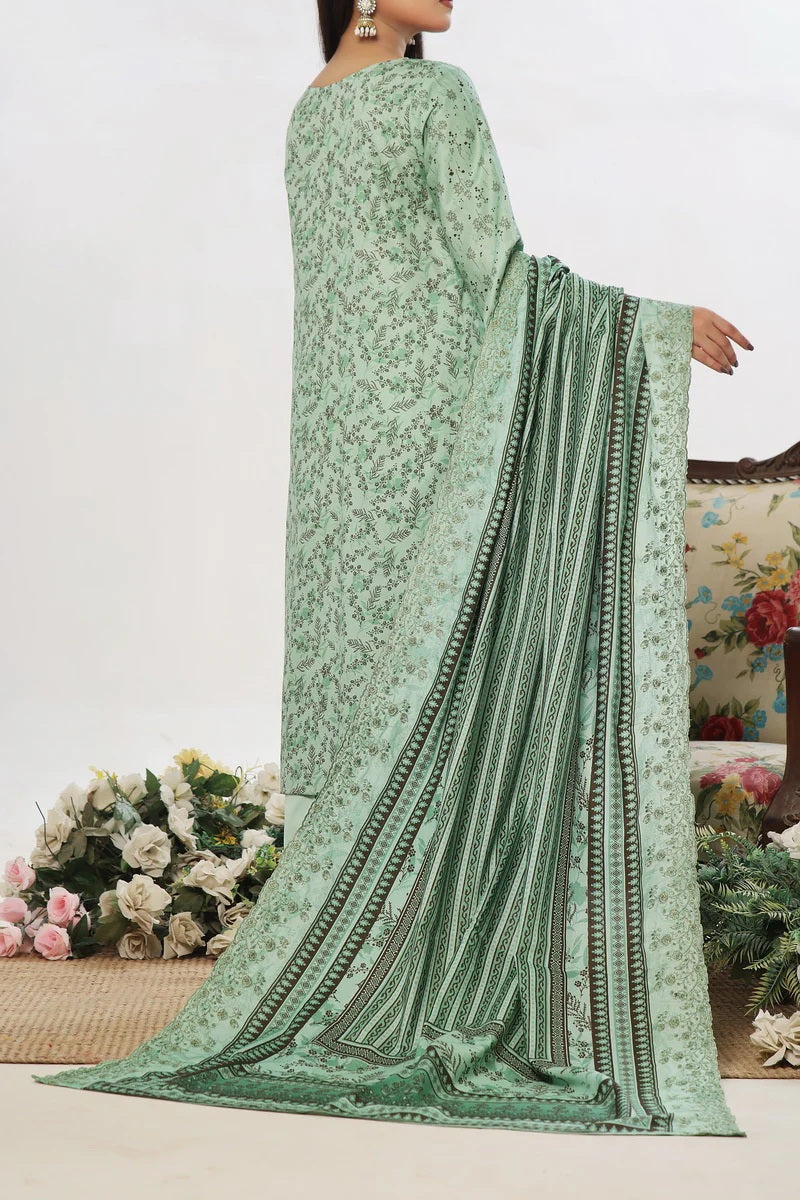 Mint Green Embroidered  Suit with Embroidered Dupatta