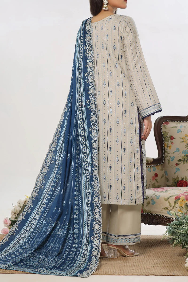 Elegant Embroidered Cottel Suit with Contrasting Dupatta